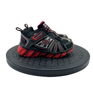 Skechers S Lights Pillar 2.0 Hawk Black Red Grey Toddler Size 6 Shoes